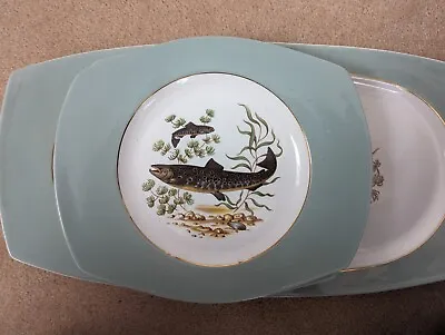 Buy Figgjo Flint Norwegian Fish/Trout Service One Large And Six Smaller Plates • 14.99£