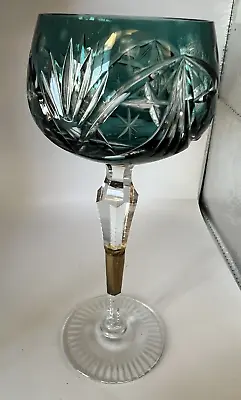 Buy Vintage Bohemian Crystal Teal Green Dk Aquamarine Crystal Goblet Wine Glass 7.5 • 21.69£