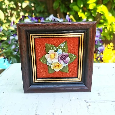 Buy Vintage Bone China Flowers Framed. Royal Adderley. Handmade & Hand Painted. • 10.99£