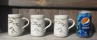 Buy Vintage Chris Aston Elkesley Notts Studio Pottery Mugs Set Of 3 Abstract Design • 19.50£
