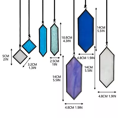 Buy 7 Pcs Stained Glass Window Hanging Sun Catcher Art Element Earth Tone Home Decor • 67.67£