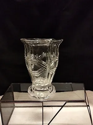 Buy Vintage Clear Pressed Glass .Flower Vase  1   Each   .MIDLE 20 Thc  RARE • 30£