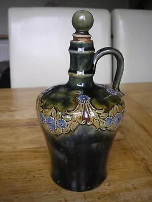 Buy Antique Art Nouveau Royal Doulton Lambeth Stoneware Flask Vase With Stopper • 35£