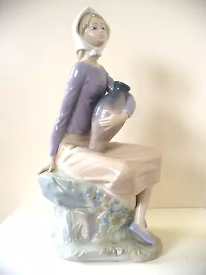 Buy Lladro Style ZAPHYR Figurine Of Seated Girl Holding A Ewer. • 7£