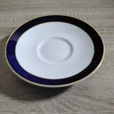 Buy (687) Unmarked Bone China Saucer With A Blue And Gold Pattern Rim. • 1£