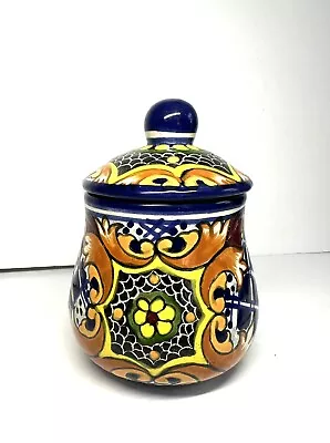 Buy Mexican Talavera Lidded Covered Sugar Bowl Jar Canister Colorful Hand Paint 5.5” • 19.11£