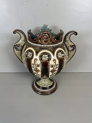 Buy Antique Gerbing & Stephan Majolica Pottery Vase Circa 1885 • 85£