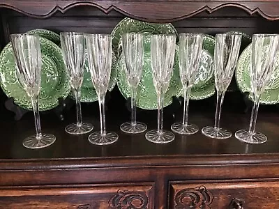 Buy Royal Doulton Lead Crystal Flame Pattern Fluted Set Of 8 Champagne Glasses Italy • 212.22£