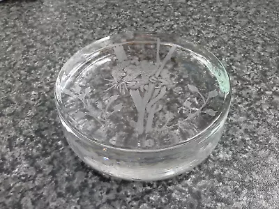 Buy Paperweight Vintage Clear Glass Fieldmouse Etched, Solid, Good Weight,3&1/2 Wide • 8£