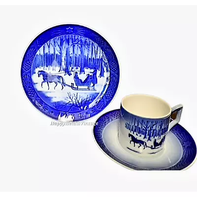 Buy Vintage Royal Copenhagen Blue White 1984 Christmas Cup Saucer Dessert Plate Set • 62.47£