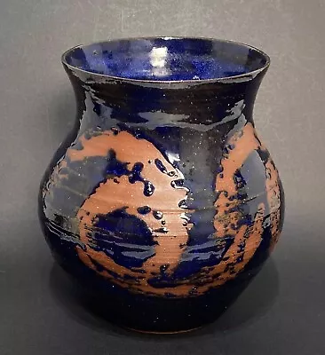 Buy Vintage Studio Art Pottery Hand Thrown Vase Planter 8” Signed MN 76 Blue Decor • 47.24£