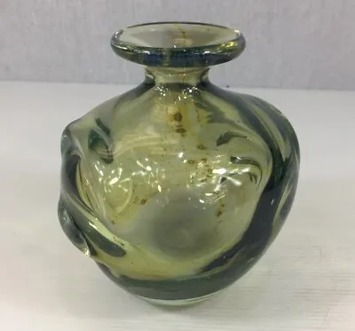 Buy Vintage Opalescent Style Vaseline Glass Vase 14cm In Height • 49£