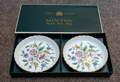 Buy 2 Vintage Minton Haddon Hall Trinket Dishes Pots Trays English Bone China In Box • 15£