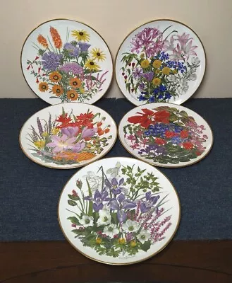 Buy Group 6 Wedgwood Franklin Mint Porcelain Plates RHS Flowers Of The Year • 29.99£