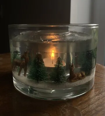 Buy Large Glass Winter Scene Tea Light/ Candle Holder • 5£