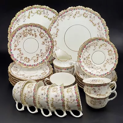 Buy Antique China Tea Set 19th Century Floral Cup And Saucer Trios Cake Plates  • 159.95£