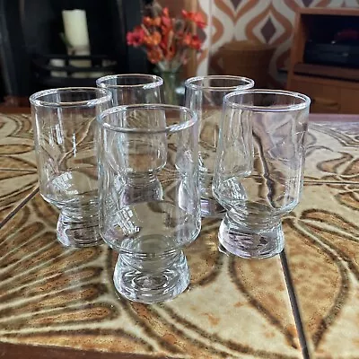 Buy Vintage Mid Century Drinking Glasses Tumblers Stem Footed Mushroom Style  • 9.99£