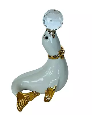 Buy Capodimonte Porcelain Figurine Swarovski Crystal Limoges Seal Otter Sea Lion Vtg • 424.25£