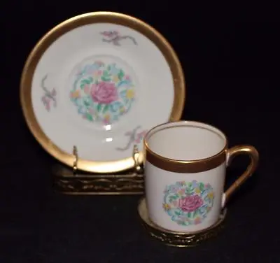 Buy Concorde Fine China, USA, Pink Rose & Flowers, Demitasse Cup & Saucer Set • 12.94£