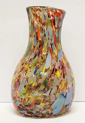 Buy Vintage Bohemian Signed Multicolor Spatter Confetti Art Glass Vase 4.5  X 3  • 23.14£