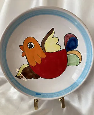 Buy Ninoparrucca 9 Inch Bowl Made In Italy Handpainted Colorful Bird 1.5 Inches Deep • 13.48£