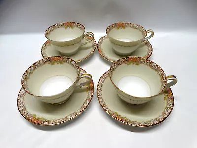 Buy Set Of 4 Vintage Noritake China Harmony #3906 Gold Trim Tea Cups & Saucers EUC • 23.07£