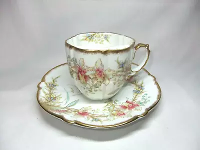 Buy Moustache Cup & Saucer Rd 16987 Antique Aynsley Orchid Floral Pattern 9088 C1884 • 49.99£