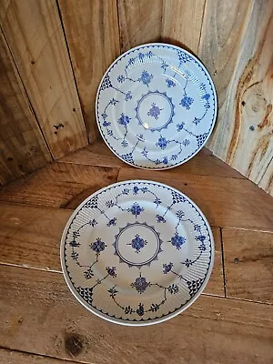 Buy Vintage Furnivals Denmark Blue Floral 8  Large Side Plates - Dinnerware Set Of 2 • 16.95£