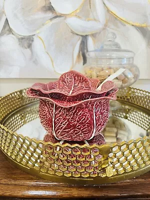 Buy Rare VTG Secla Red Cabbage Art Portugal Pottery Leaf Tureen, Lid, Ladle Majolica • 217.16£