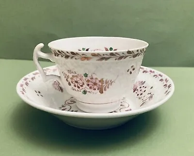 Buy Delicately Painted 19th Century Sunderland Pink Lustre Ware Cup & Saucer • 10£