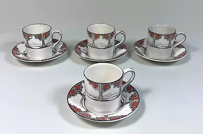 Buy X 4 Vintage Art Dec 1930s Crown Ducal Orange Tree Coffee Cans Cups And Saucers • 35£
