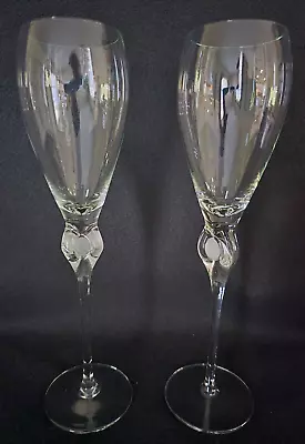 Buy Vintage Elegant Glass Crystal Champagne Glasses Flutes Attributed To Orrefor's • 48.03£