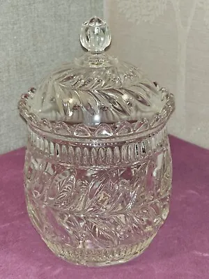 Buy Beautiful Vintage Pressed Glass Storage Jar With Lid - Not Airtight • 4.99£