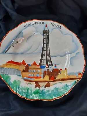 Buy Vintage Blackpool Tower  Ivory Ware Hancock's Plate 1920  9  Hand Painted • 58£
