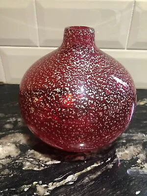 Buy VINTAGE ?SWEDISH Art Red  Ruby Sparkle Glass Bottle Vase Retro Glassware • 15£