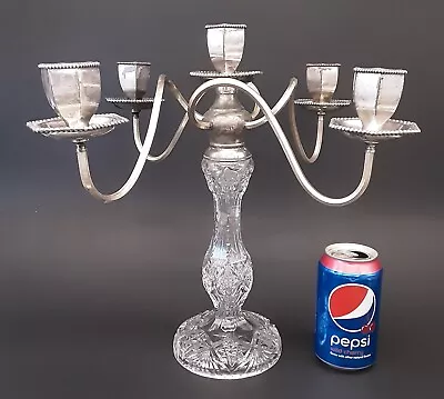 Buy Antique American Brilliant Cut Glass 5 Light Candelabra 13.5  Candle Centerpiece • 236.59£