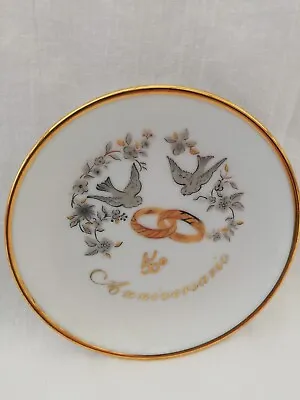 Buy 50th Golden Wedding Anniversary Porcelain Plate Decorated In The Limoges Style • 9£
