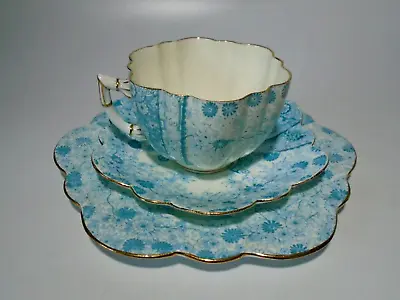 Buy Wileman Foley China Daisy Tea Cup, Saucer & Plate Trio, Blue Jungle; C. 1890 #3 • 59.95£