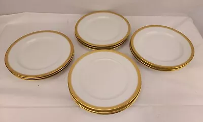 Buy Vintage Lot Of 12 Vignaud Limoges France Vig60 Dinner Plates Gold Encusted Rim • 187.29£