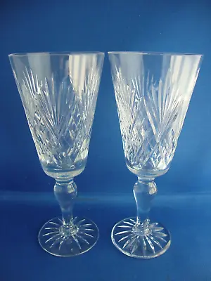 Buy 2 X Royal Doulton Crystal Juno Cut Pattern Champagne Flutes Glasses - 1 Signed • 39.95£