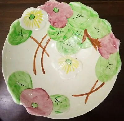 Buy Vintage, 24.5cm Avon Ware Hand Painted, Fruit Bowl Pansy Pattern, Majolica • 7.95£