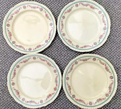 Buy 4 Vintage Creamware Adams PINK ROSE SWAG  Titan Ware 9  Plates • 10£