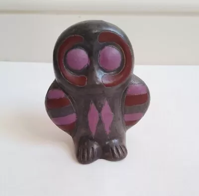 Buy Vintage Mexican Black Pottery Owl Figure Ornament Studio Pottery Figure • 16£