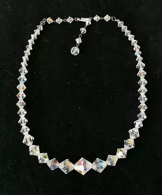 Buy Vintage Glass Necklace 1950s Aurora Borealis Rainbow Lustre AB Bicone Box Clasp  • 11.99£