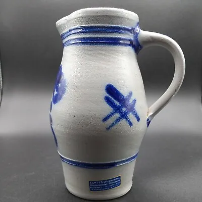 Buy Vintage Cobalt Blue Floral Stoneware Pottery Salt Glazed  8  Pitcher/Jug    L3e • 27.02£