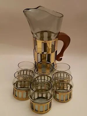 Buy Vintage Retro Glass & Metal Decanter Jug Set With With Wooden Handle 1970s (A2) • 64£