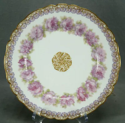 Buy Haviland Limoges Schleiger 55 Variant Pink Roses Purple Flowers Gold 9 1/4 Plate • 237.26£