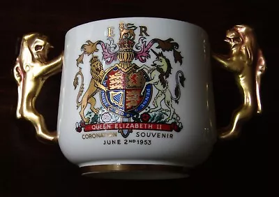 Buy Paragon China Queen Elizabeth II Coronation Twin Handled Loving Cup 1953 Mint • 27£