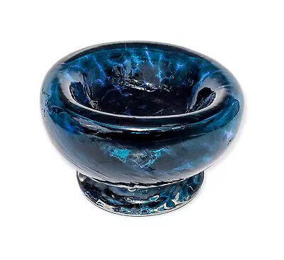 Buy Studio Art Glass Double Wall Bowl Hand Blown Crackle Blue Purple  • 35.06£