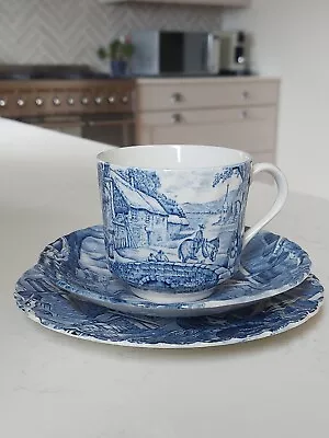 Buy Old Foley Trio Blue & White Hand Engraved James Kent Teacup Saucer Plate • 12£